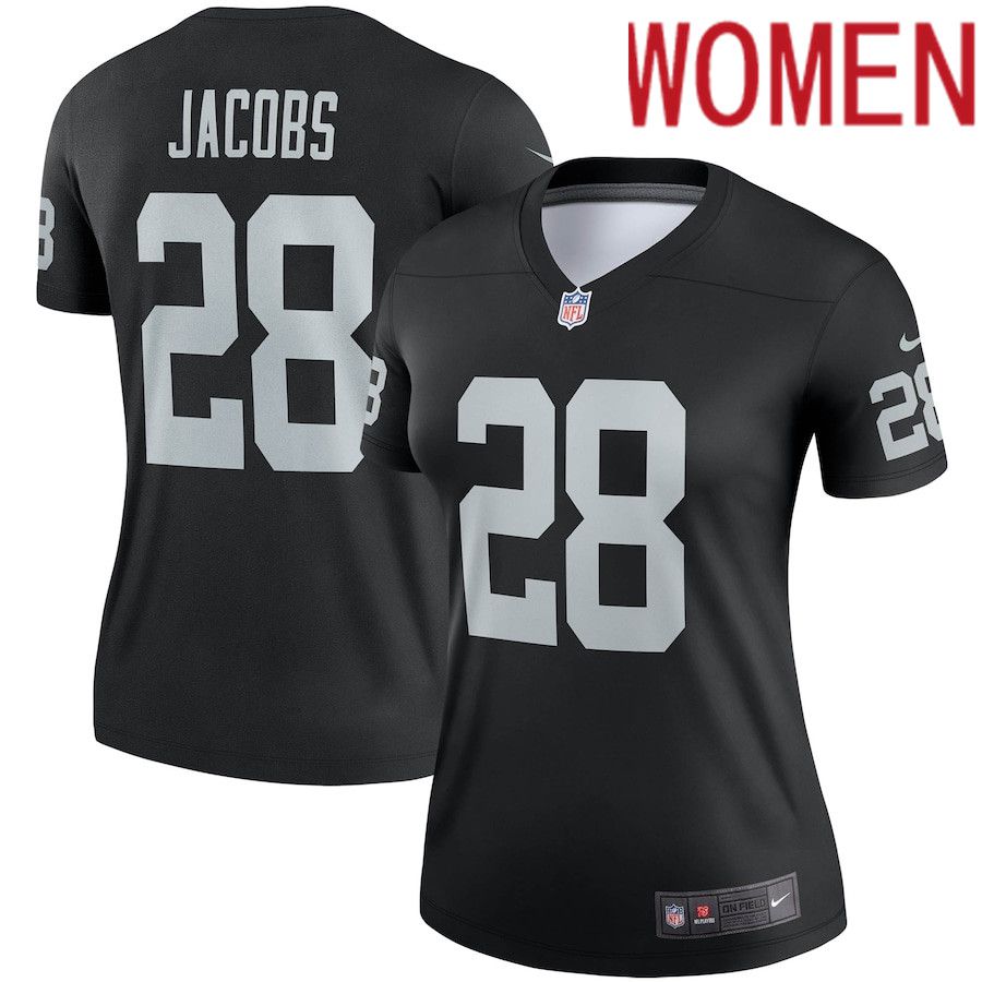 Women Oakland Raiders 28 Josh Jacobs Nike Black Legend NFL Jersey